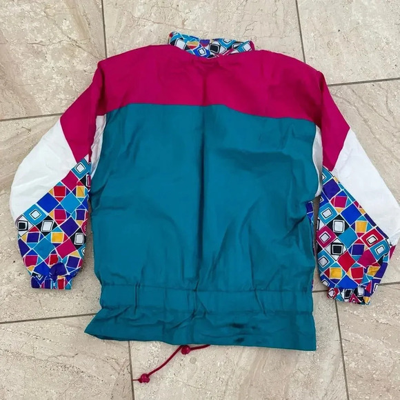 Vintage 1980s Sunterra Track Jacket  PM Vibrant Geometric Bright Retro Jacket - Picture 2 of 4